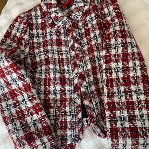 J. Crew Red and White Tweed Jacket + Skirt